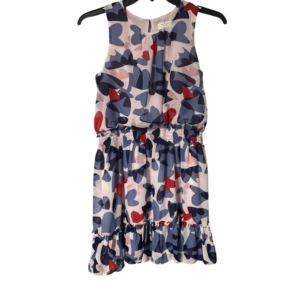 Kate Spade New York Heart Print Chiffon Dress Girls Size 12